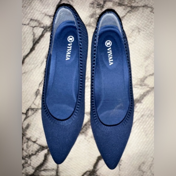 VIVAIA Blue Knit pointed Flats 38.5 office business contemporary - Picture 2 of 6